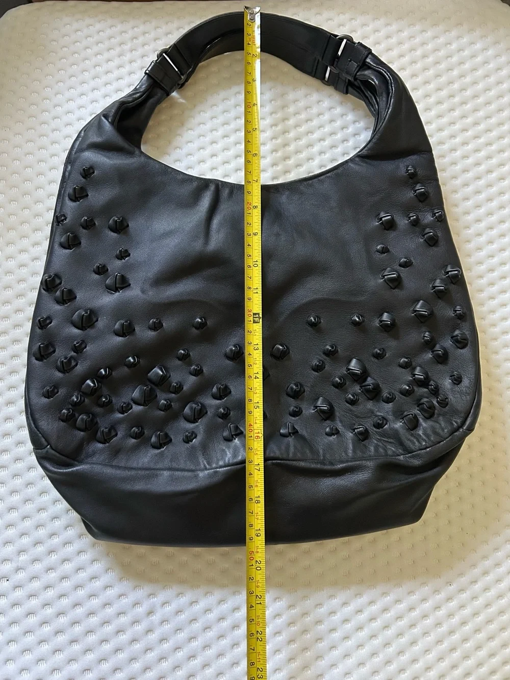 Bottega Veneta Vintage Campana Black Leather Knot Embellished Hobo Bag